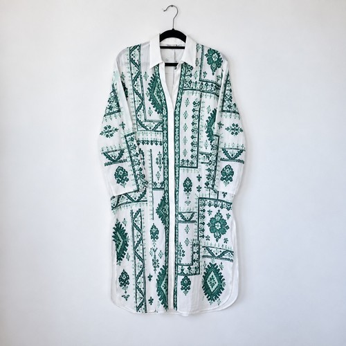 Zara cotton white green floral