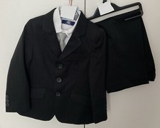 Duck & Dodge Boys Suit Age 3 years Height 98cm Black Pinstripe (4 part set)