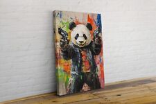 Gangster Panda Guns Abstract Banksy Style Framed Canvas Wall Art Picture Print