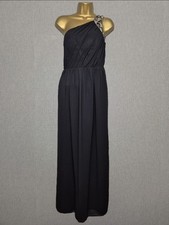 Little Mistress Dress Size 10 Black Chiffon One Shoulder Ball Gown Maxi Event 
