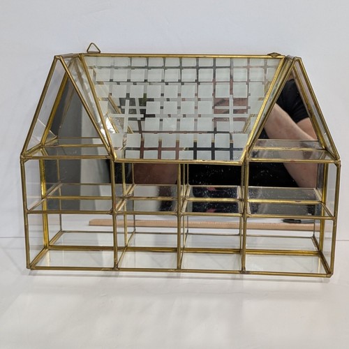 Vintage brass glass house - vintage,