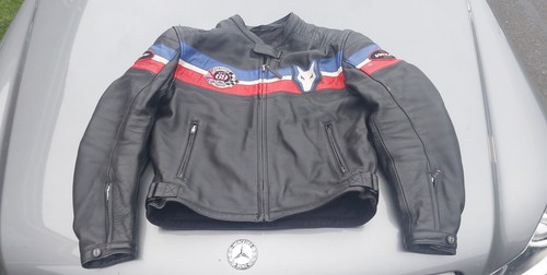Mens leather wolf motorcycle - leather,