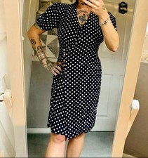 Vintage Hamells navy polka dot tea dress size 12 1940s Style