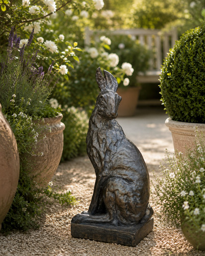 Bronzed effect resin hare - resin,