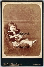 CABINET CARD NEWMARKET BY SHERBORN GIRL IN CHAIR BASKET ANTIQUE PHOTO FASHION