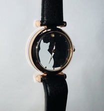 Novelty WHITE CAT WATCH With Rose Gold Coloured Bezel