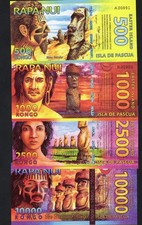 Set Of 4 Easter Island Polymer Banknotes 500 1000 2500 10000  Rongo/v2