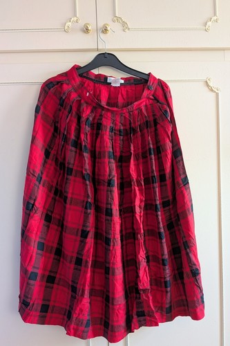 Red tartan plaid pleated midi - plaid,