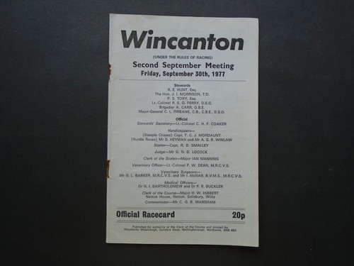 Racecard wincanton races - wincanton, nh
