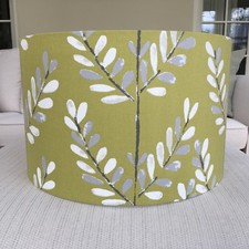 Leaf Lamp Shade iLiv Scandi Sprig Fabric Leaves Kiwi Olive Green Grey Lampshade