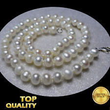 High Luster Cultured Real Freshwater Pearl Genuine 925 Sterling Silver Necklace