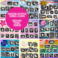 Glitter Tattoo Stencils Refill Pack - 50 Glitter Tattoo Stencils - Themed design