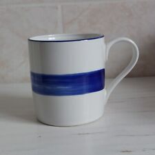 John Lewis Mug Cup White Blue Stripe Stoneware H 9cm Ridge Ribbed Inside #2