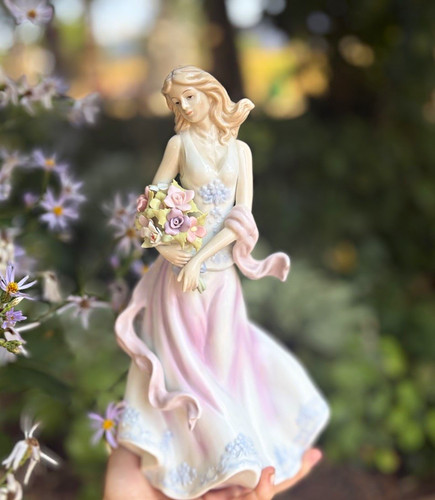 Painted ceramic woman figurine - ceramic,