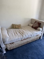 Antique Day Bed With Original Tapestry Throw And Cushions