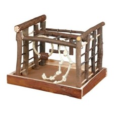 Trixie Natural Wooden Bark Bird Perch and Swing Toy Playground with Ladders