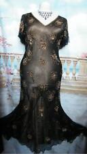 JACQUES VERT Dress 16 Silk Gatsby Beaded Evening  Ballgown Flapper Downton 1920s