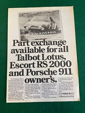TRIUMPH TR7 WINS MANX RALLY TALBOT LOTUS ESCORT RS 2000 PORSCHE 911 A4 ADVERT XB