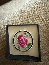 Retro silver tone pink enamel