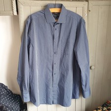 Thomas Nash Blue Stripe Shirt Sz 16 1/2 Collar