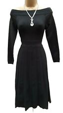 XS 6-8 UK Karen Millen Pointelle Off Shoulders Bardot Knit Fit Flare Midi Dress
