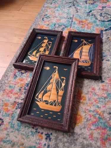Vintage trio ships boats - vintage,