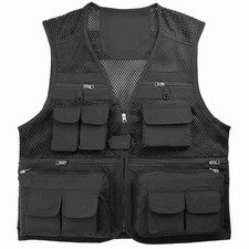 Fishing Vest Breathable Fishing Travel Mesh Vest With Zipper Pockets ZPEY