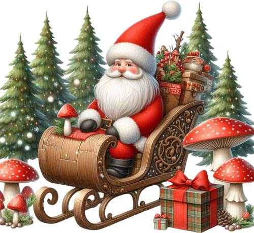 Christmas santa sleigh wall - santa,
