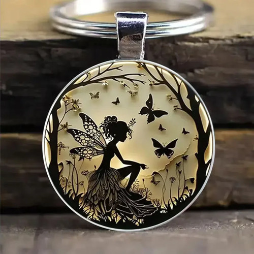 Handmade fairy keyring glass - keyring, |
