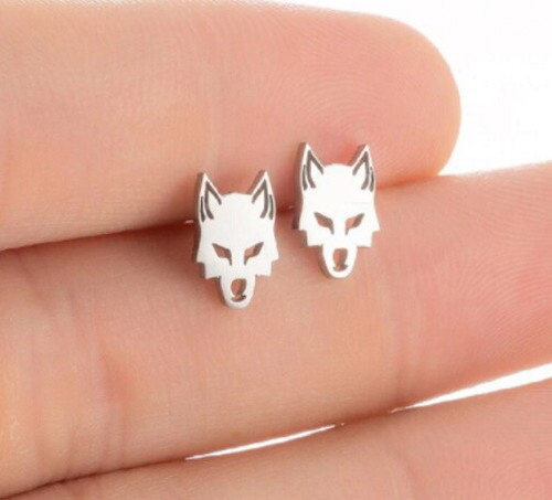 Wolf pair stud earrings - pair,