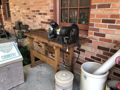 Vtg solid hardwood work bench - solid,