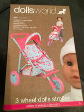 Peterkin Dolls World 3-Wheel Baby Doll Folding Stroller Pram Pushchair