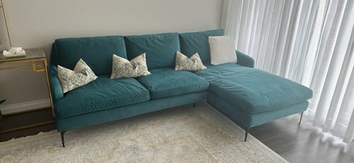 Blue corner sofa with - sofa, chaise