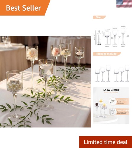 Glass candle holders set 6 - candle, holders,