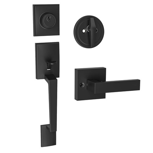 Front door lock set black - front,