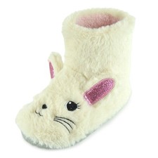 Girls Rabbit Slipper Boots Kids Rainbow Slippers Booties Bunny Ears House Shoes 