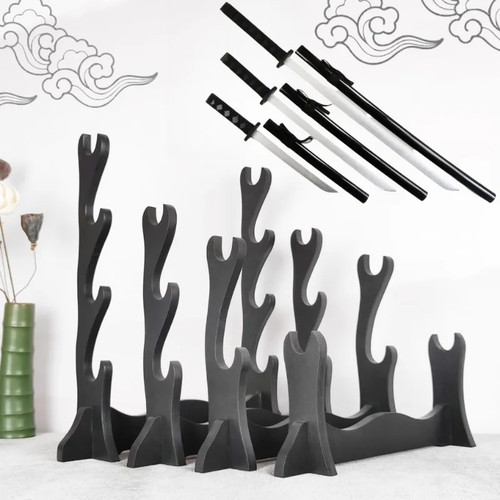 Wooden sword display stand - wooden,