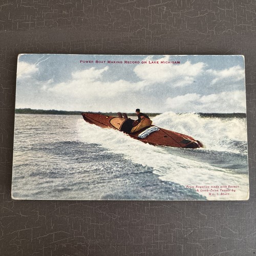 Antique postcard power - postcard, boat