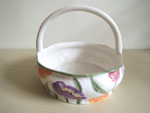 Vintage pottery ceramic basket - pottery,