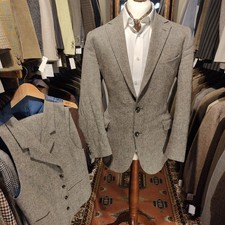 Vintage Mens 44R 36W Tweed 3 Piece Check Suit Jacket Trousers Waistcoat Walker S