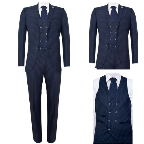 Pinstripe navy blue - pinstripe,