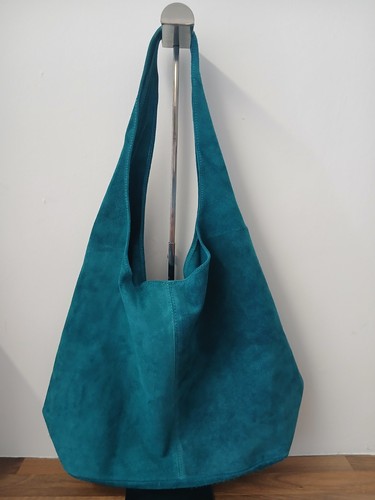 Teal green suede hobo slouch - ,