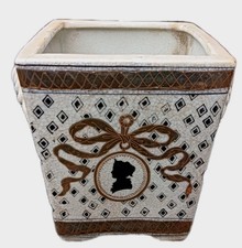 Antique Jardiniere Planter Unusual Silhouette Portrait On Cream Ground