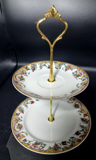 2 tier small Bone China cake stand Limoges - Frank Haviland plates - vintage