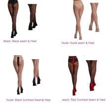 Retro Sheer Seamed/Seamer Tights Cuban Heel & Back Seam Women Vintage Tights