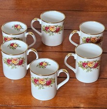 Vintage 60s Elizabethan Fine Bone China Tea Coffee Mugs English garden Set Of 6