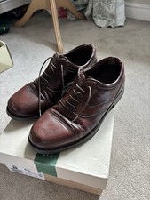 Barratts Express Men’s Dark Brown Red Brogue Smart Leather Shoes Size 9