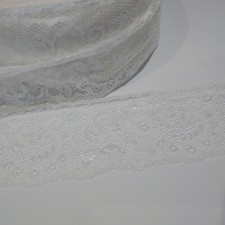 FULL ROLL 40 metres of Ivory/cream rose polyester lace 58mm wide