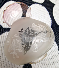 Vintage ' Etched Rose Glass Lamp Shade ' Pink Frosted Fluted Cottage Shade x1 **