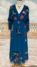 Monsoon Dress 10 12 Teal Blue Abby Embroidered Sequin Evening Wedding Occasion